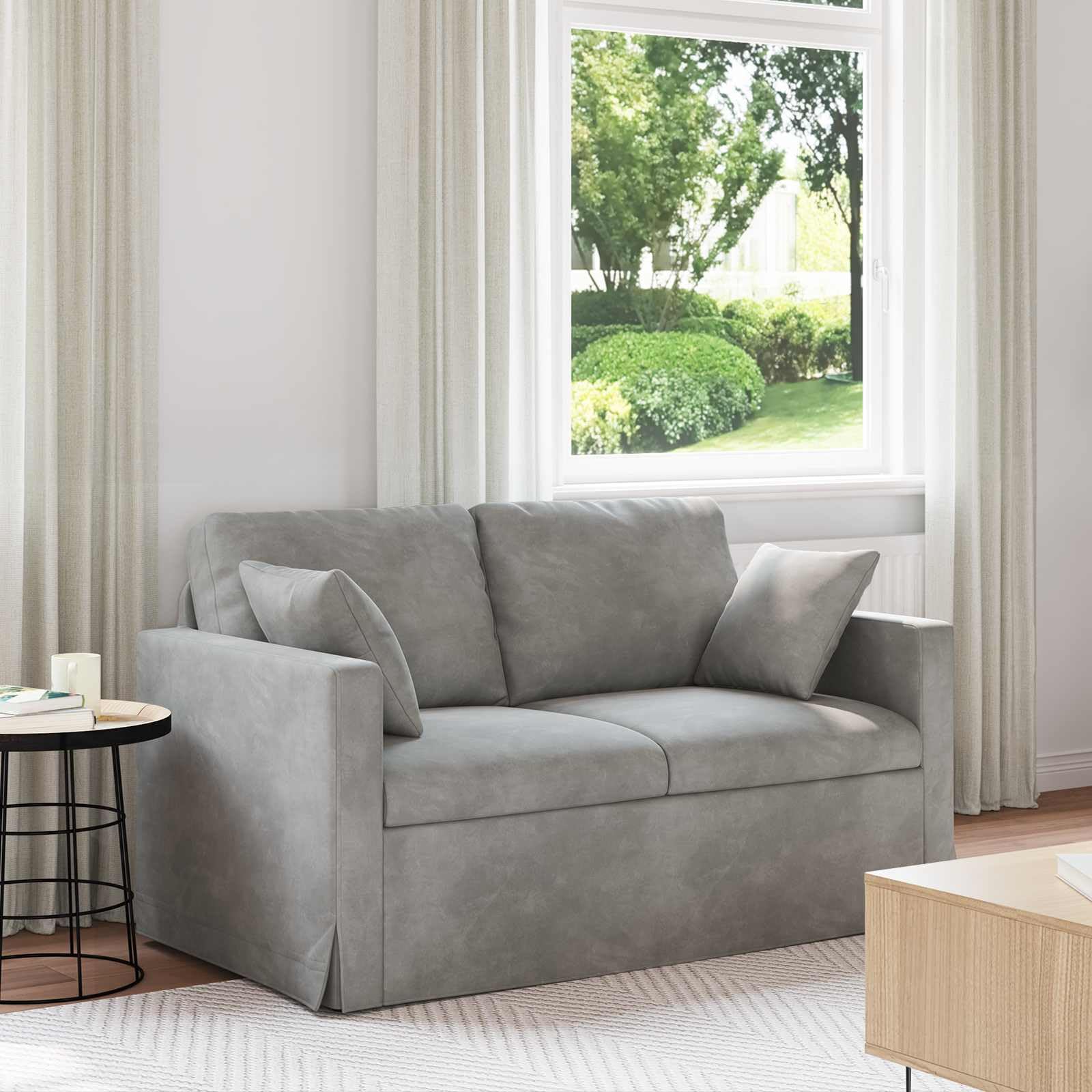Canapé de relaxation pour salon, chambre à coucher, gris clair, 138 x 78 x 80 cm, velours