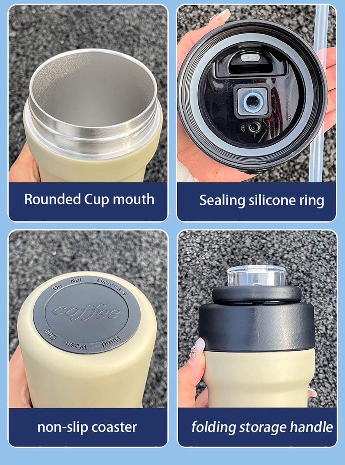 Doppelwandiger Thermobecher Aus Edelstahl, 680 Ml, Bpa-frei Isolierter Kaffeebecher, Pulverbeschichteter Campingbecher, Büro Im Freien,C-500ml