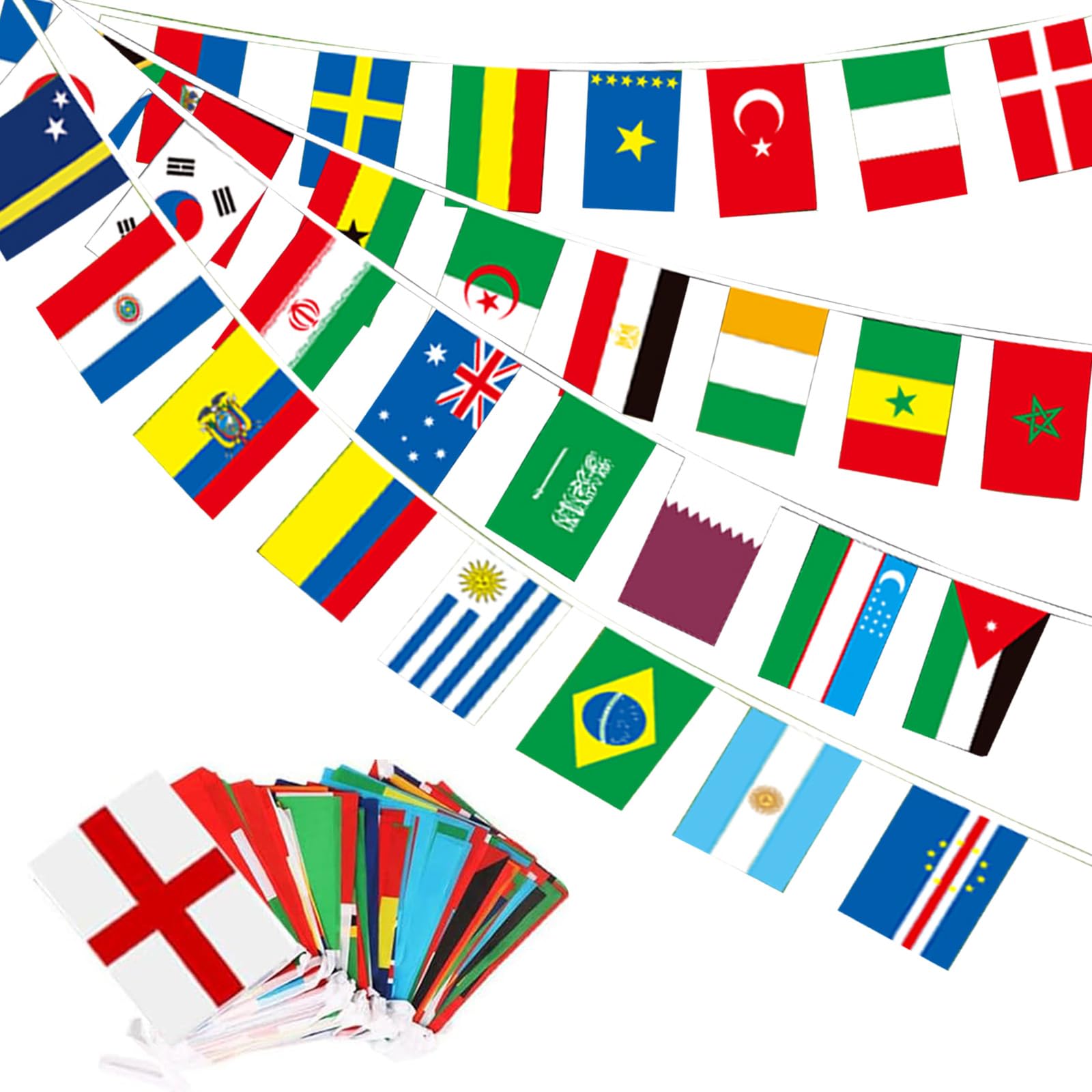 49ft/15m World Cup 2026 Bunting 48 Countries for World Cup Party Decorations,48 Teams Flags International Flag Bunting Banner for 2026 Fifa World Cup Football Indoor Outdoor Bar Garden Street Decor