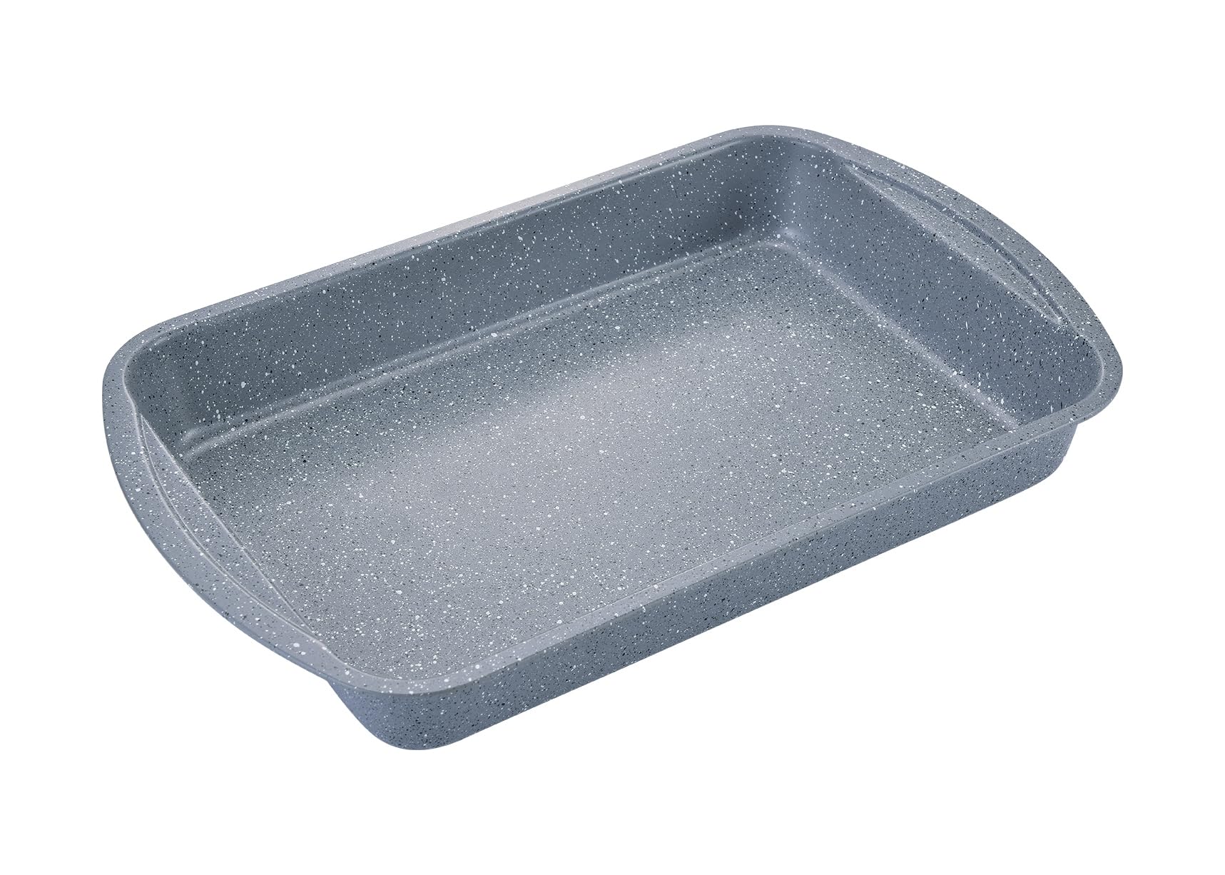 apollo THE HOUSEWARES BRAND Roasting Oven Tray, Roast Meat or Vegetables, Tin For Sunday Dinner, Carbon Steel with Non-stick Granite Stone Effect Coating, Home Cooking, Easy Clean, 38.5x24.5x5cm, Grey