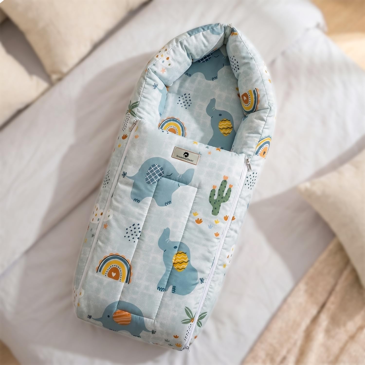 StarAndDaisy 3 in 1 Baby Sleeping Bag for New Born, Baby Bedding Set, Washable & Foldable Cotton Design Godari, Toddlers Bed, Baby Bedding, Baby Mattress, Cradle Bed.-image-49