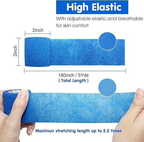 Miniatura 2 de Vendaje cohesivo autoadherente de 2 x 5 yardas, vendajes de primeros auxilios elásticos deportivos atléticos, cinta veterinaria para esguince de