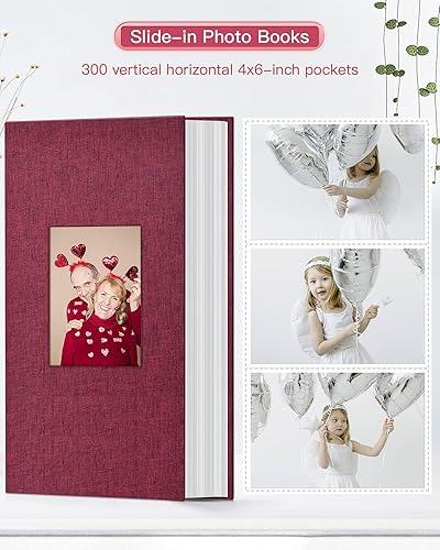 Vista 115 de popotop Álbum de fotos de 4 x 6 – 100 fotos libros con 100 bolsillos verticales, álbumes de cubierta de lino para familia, boda, aniversario, fotos