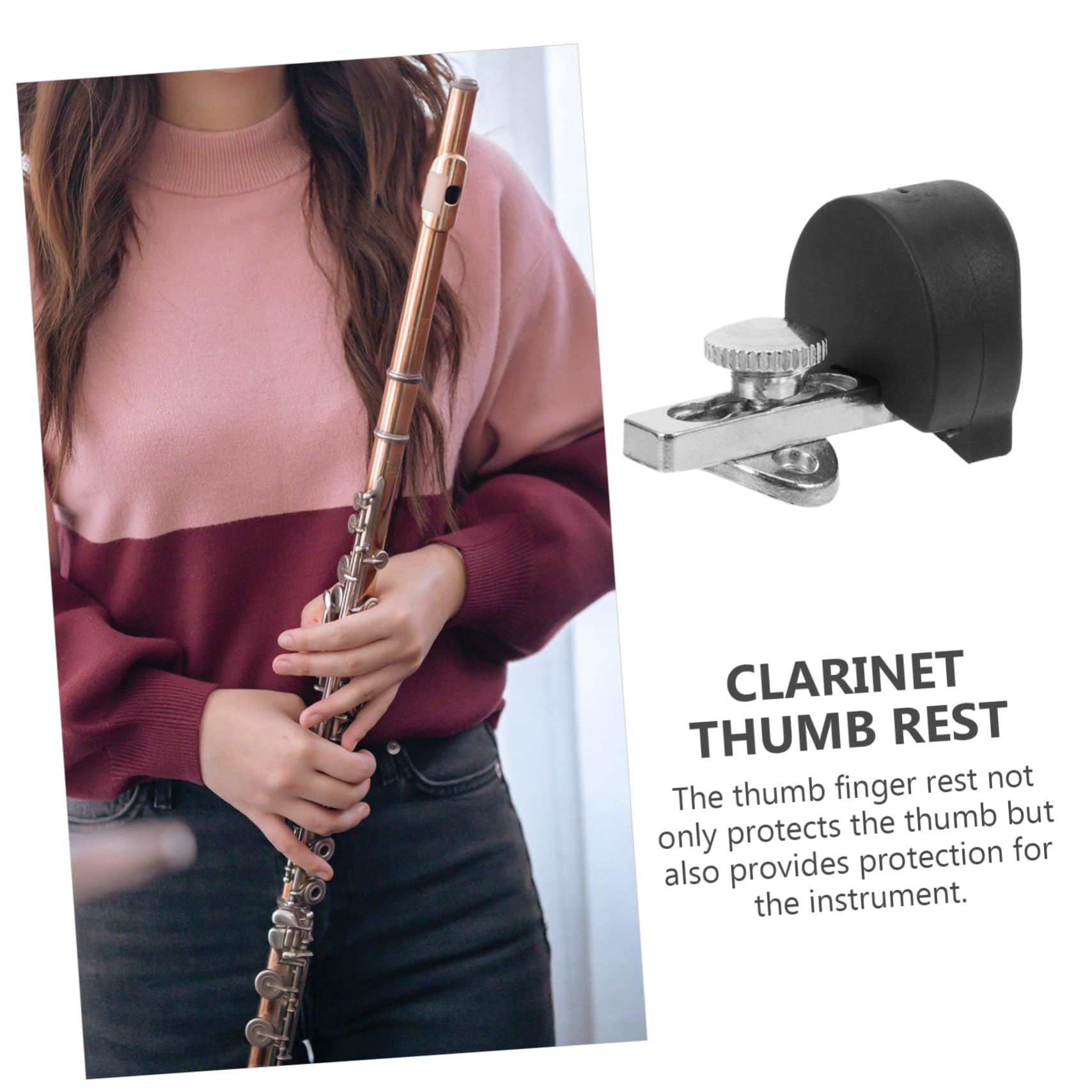 ERINGOGO Adjustable Clarinet Finger Rest Clarinet Cork Thumb Guard Rubber Material Comfortable for Woodwind Instruments