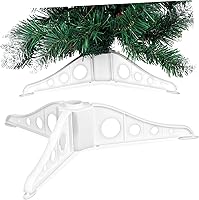 Vista 1 de INOOMP Soporte para árbol de Navidad, base de árbol de Navidad artificial blanca, soporte para árbol de Navidad, soporte giratorio de repuesto
