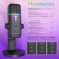 Vista 3 de Micrófono para iPhone, micrófono USB con cancelación de ruido para computadora de PC, teléfono tipo C, silencio táctil, micrófono de control de eco