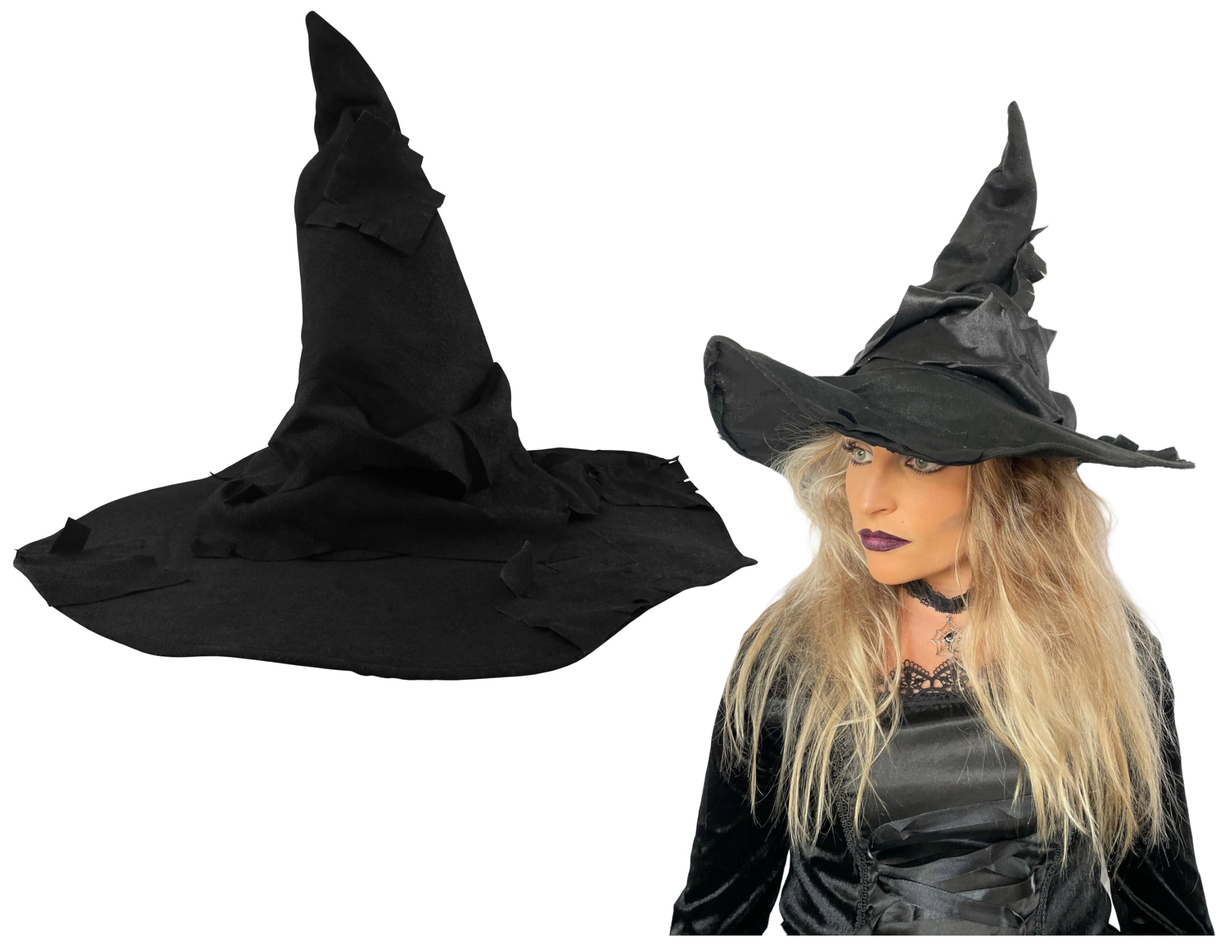 Nicky Bigs Novelties Adult Tattered Scarecrow Witch Hat Distressed Wizard Costume Hat Sorcerer Costume Accessories One Size