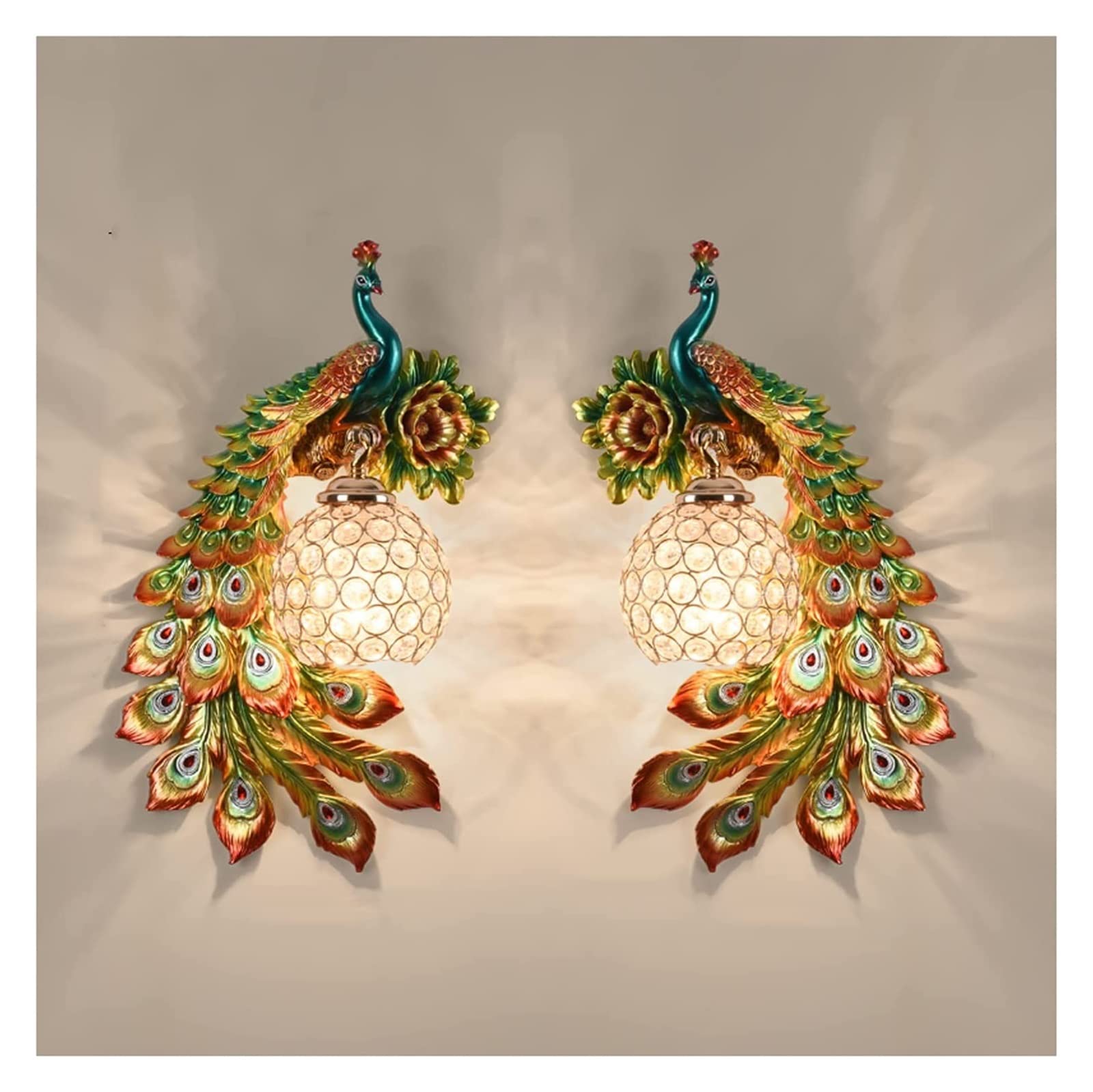 ZTCHSENZT Wall Lamp Light Peacock Creative Living Room TV Background Wall Decoration Modern Bedroom Bedside Staircase Lighting Wall Light,Large