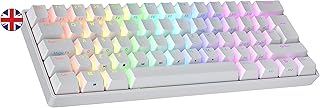 Ranked N60 Nova 60% | Hot Swappable Mechanical Gaming Keyboard | 62 Keys Multi Color RGB LED Backlit for PC/Mac Gamer | ISO UK Layout (White, Gateron Red)