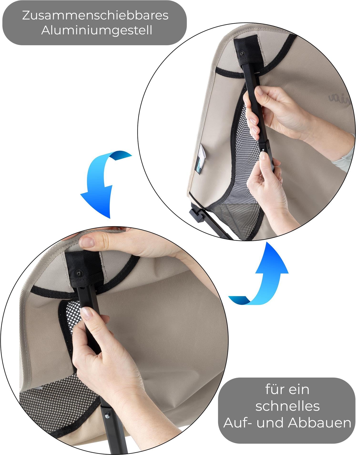 normani Leichter Camping Klappstuhl Angelstuhl - extra stabil mit Getränkehalter und kleinem Packmaß Grau-Beige OneSize