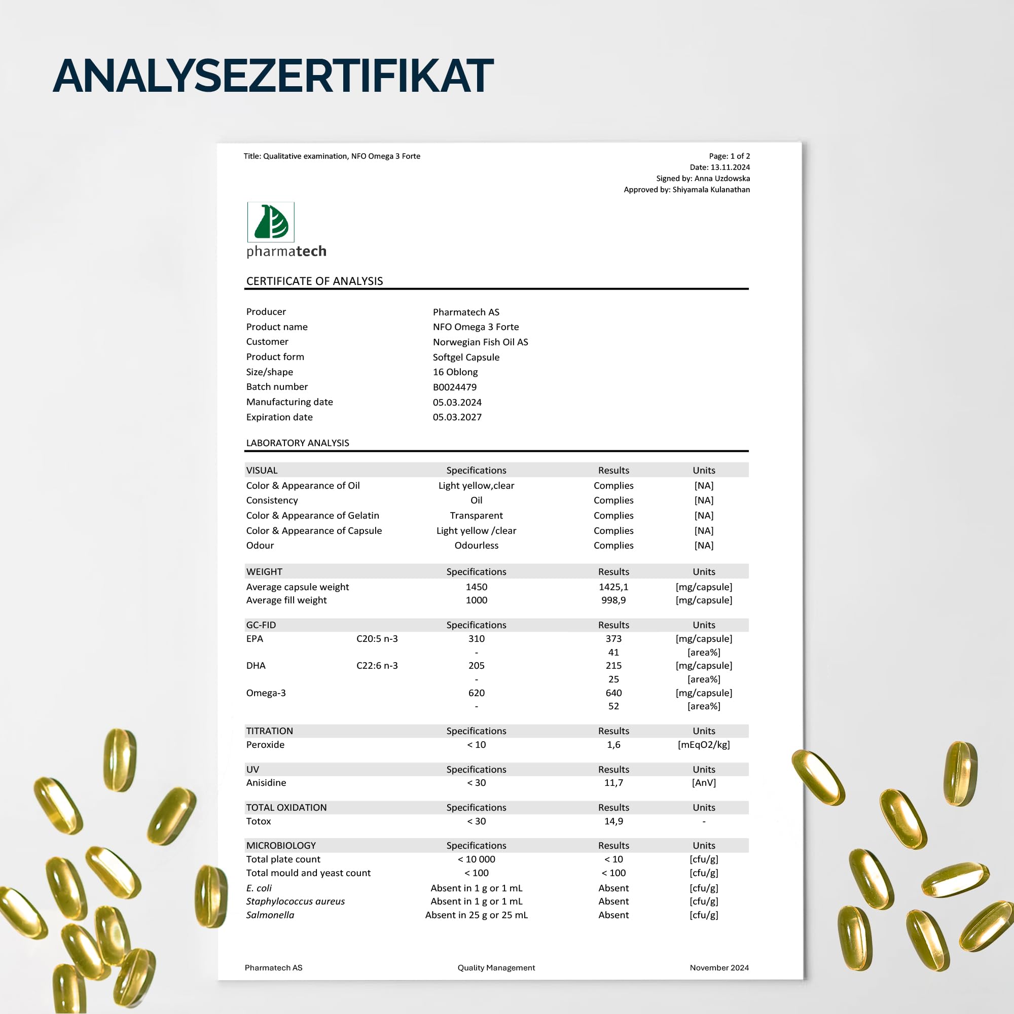 NFO OMEGA 3 FORTE [360 Kapseln] Norwegische Fischöl Omega 3 Kapseln hochdosiert, Fischöl Kapseln EPA & DHA als Ethylester & Vitamin E, Omega 3 Öl Komplex hochdosiert aus frisch Wildfisch