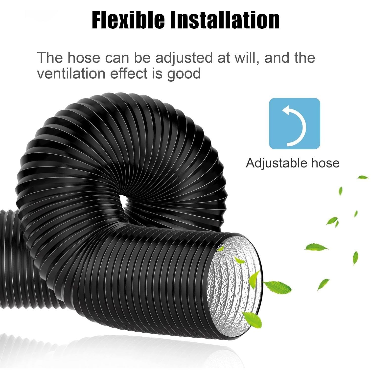 Conduit D'air Flexible En Aluminium Gaine Ventilation Tuyau D'aération Noir