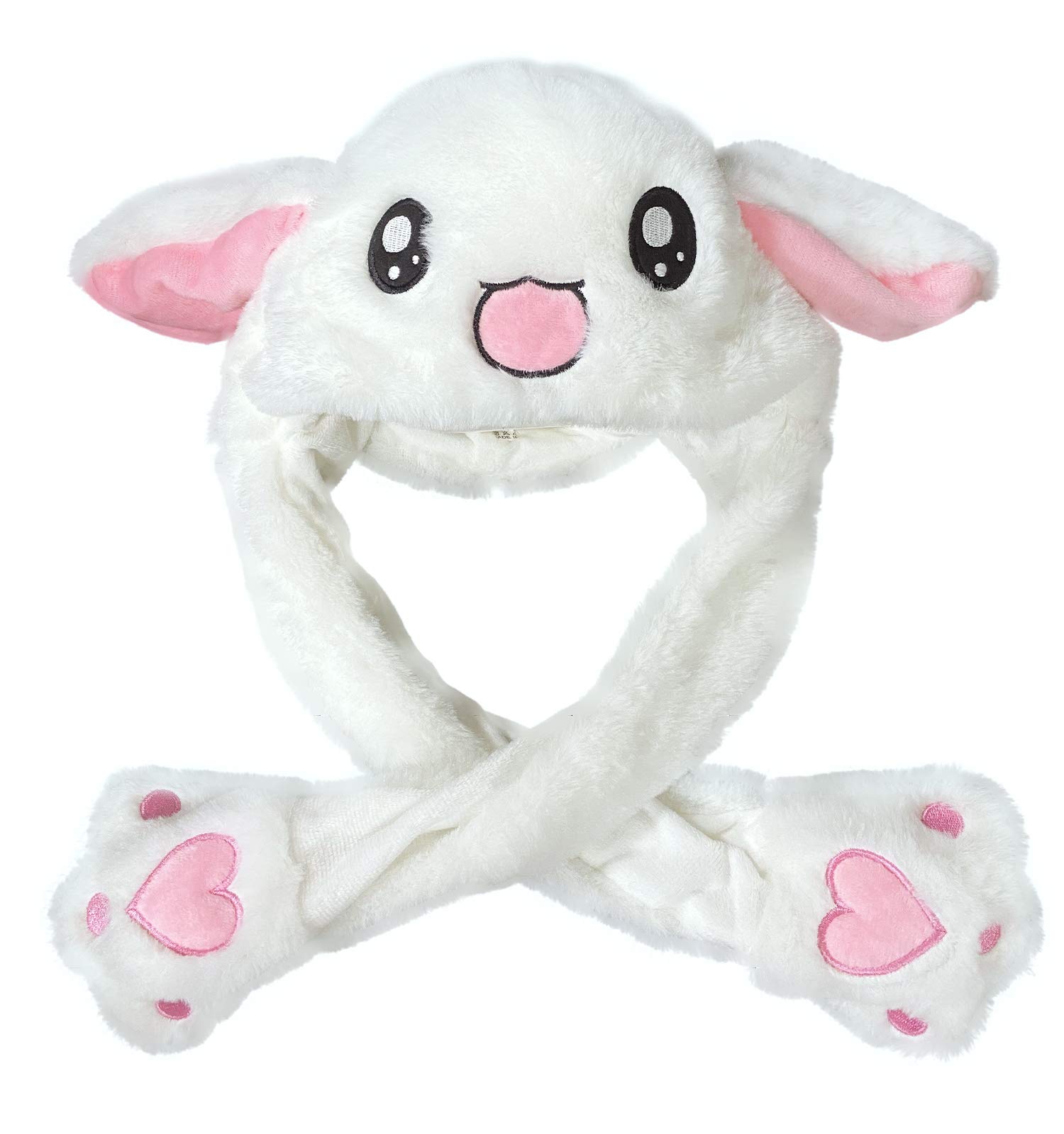 Focupaja Rabbit Hat with Moving Ears Funny Plush Bunny Hat Animal Hat With Moving Ears Gift Bunny Hat for Women Teenager