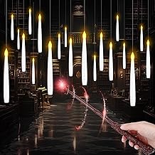 Schwebende Kerzen mit Zauberstab - 20 Stück 15cm Fliegende Kerzen mit Zauberstab und 6H Timerfunktion Flammenlose LED Kerzen Batteriebetriebene Floating Candles für Halloween Weihnachten Party Deko