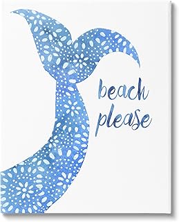 Stupell Industries Beach Please Blue Mermaid Tail Mandala Pattern, Design by Jackie Decker Gallery Wrapped Canvas 30 x 40