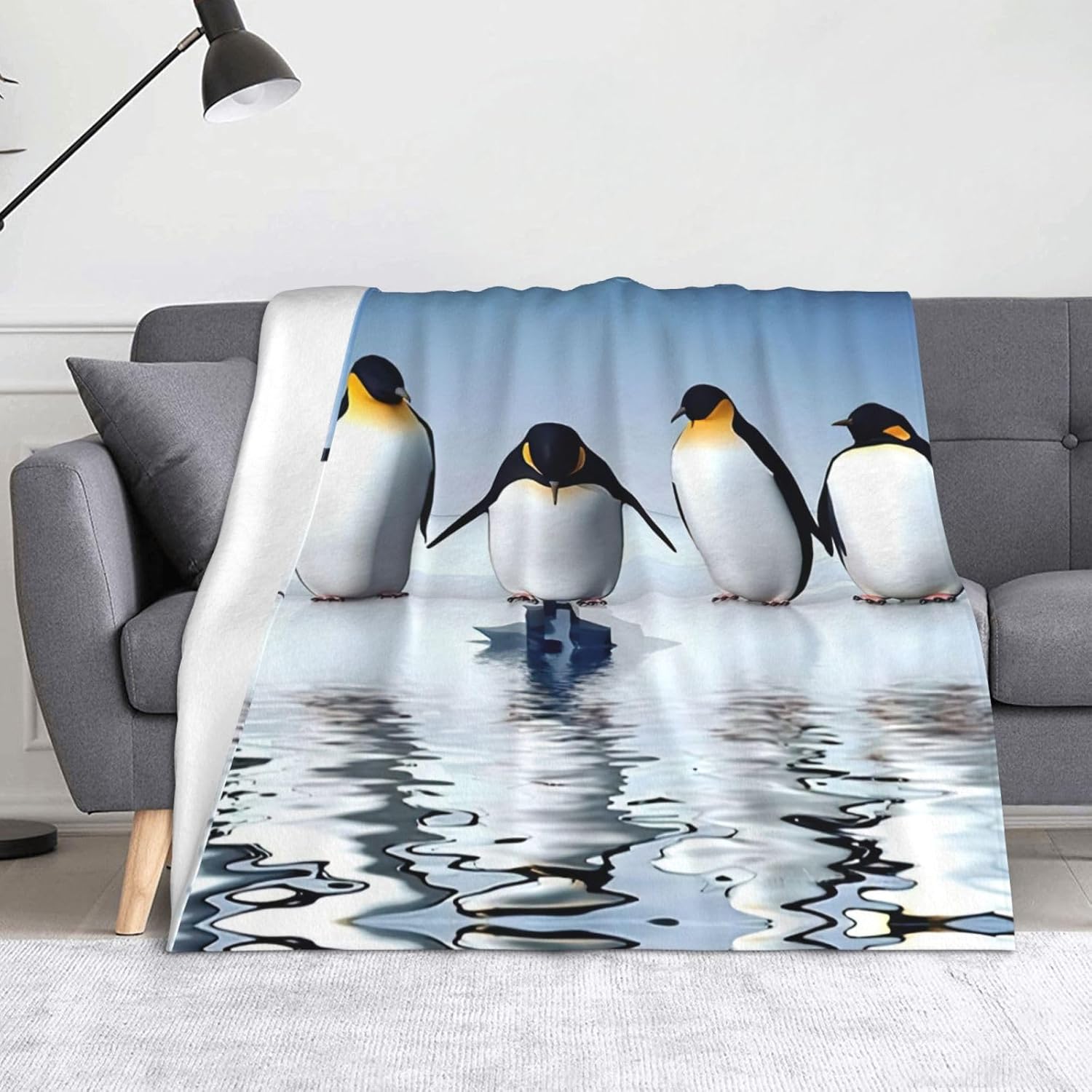 Penguin Print Cozy Soft Blankets Warm 50x60 in Lightweight Blanket for Camping Travel