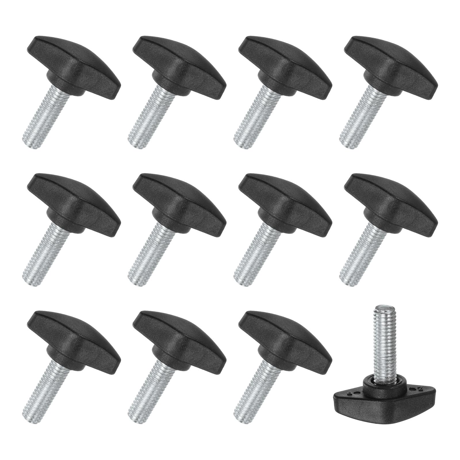 M METERXITY 12-Pack Thumb Screws, M8x25mm Tee Wing Knobs, Plastic T Handles Clamping Knob for Woodworking/Machinery/Equipment