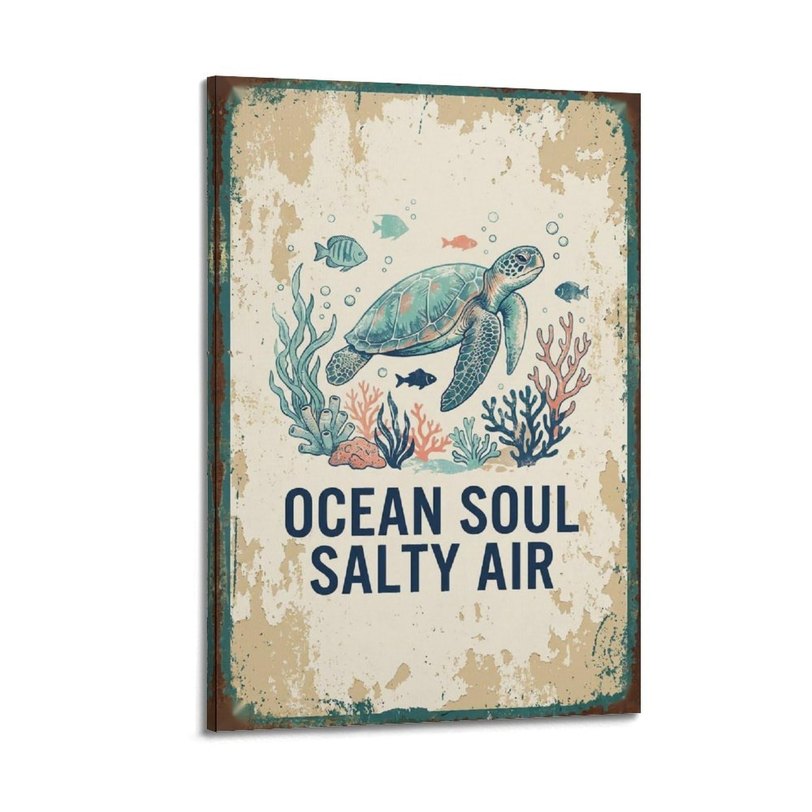 OKAHYS Nautical Ocean Vintage Illustration Poster Soul Country Modern Decorative Canvas Prints - Ideal Wall Art for Family, Man Cave, Game Room, Boys & Girls Bedroom 12x18inch