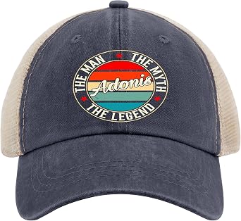 Adonis The Man The Myth The Legend Funny Womens Baseball Hat Outdoor Hat for Men Vintage Hat Adjustable Baseball Cap Men