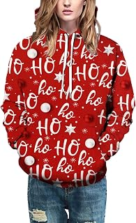 YuzRong Women's Sweatshirt Long Sleeve Tops Women'S And Men'S Long Sleeved Printed Sweatshirts Drawstring Jerseys Christmas Fitted Pullovers Causal Tops Daily Wear