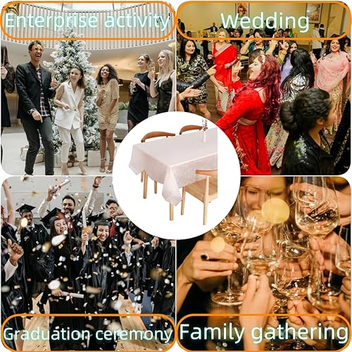 Miniatura 3 de Manteles desechables para fiestas: mantel de plástico impermeable de 54 x 108 pulgadas, se utiliza para decoración en bodas, fiestas de cumpleaños,