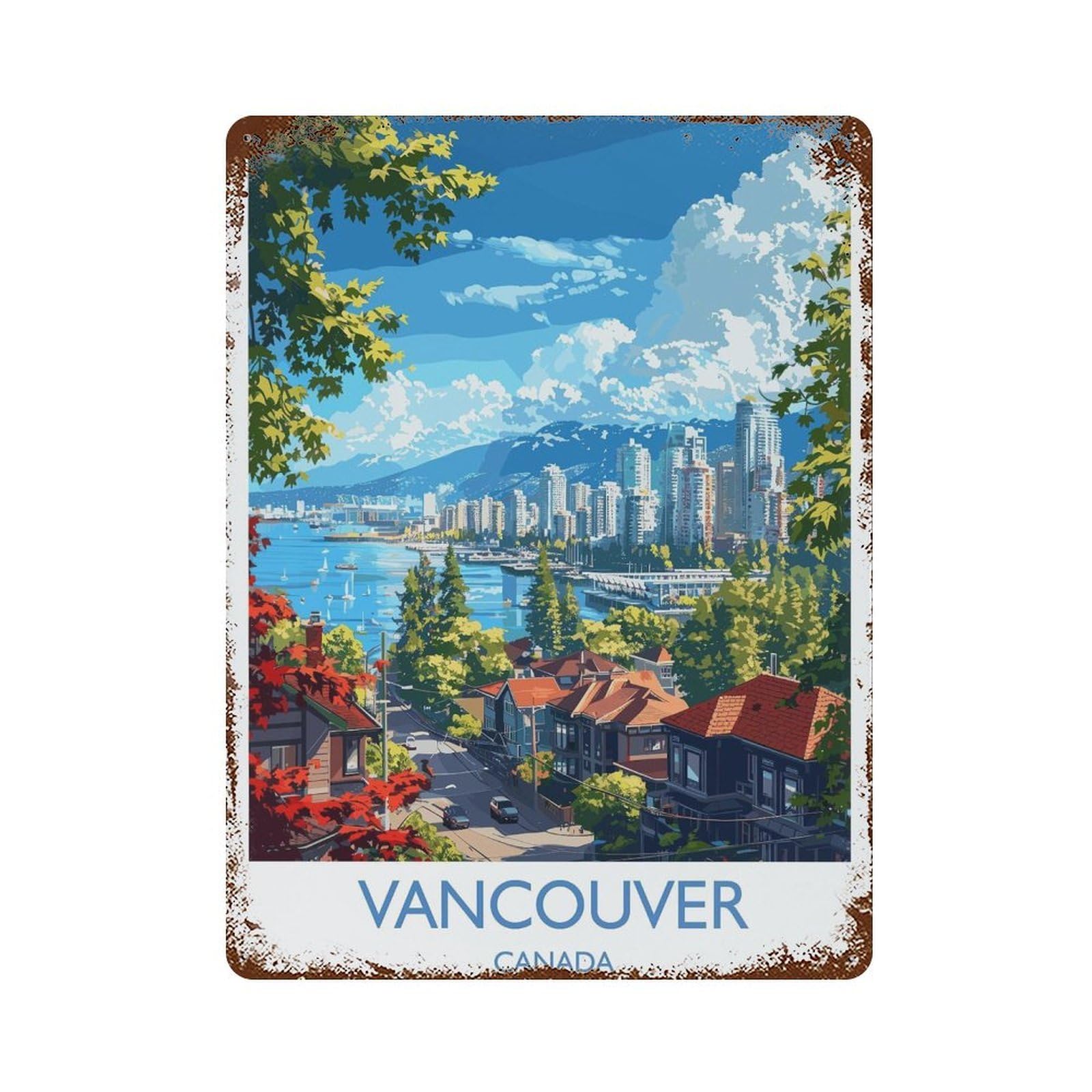 xiaoxiaoshen Vancouver Travel of Canada British Columbia Gift Lovers (3) Wall Decor Art Metal Tin Poster Modern Home Decor Art Home Bar Shop Decorations Vintage Sign 40x30cm