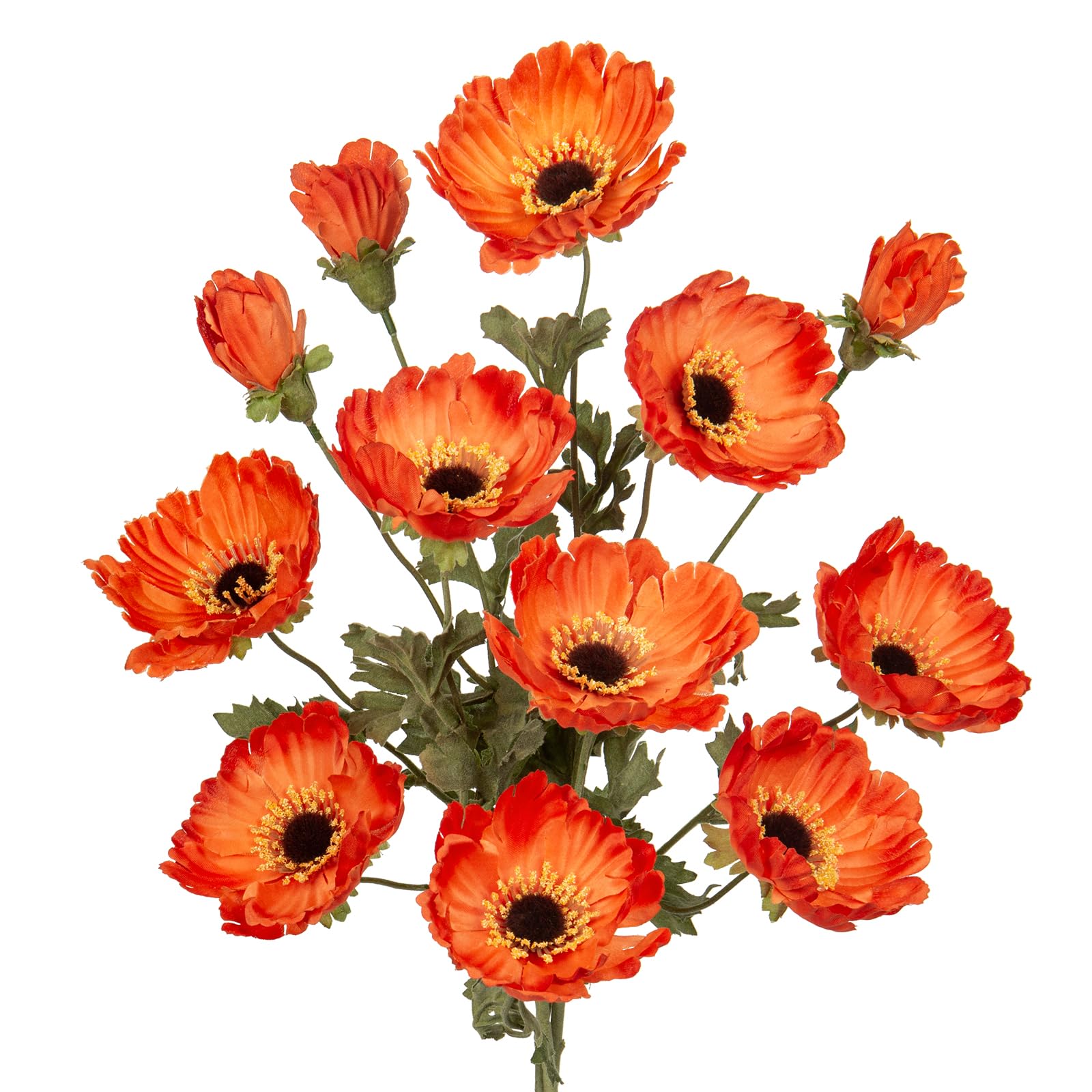 Photo 1 of *** DAMAGE TO THE BOX *** 28.3" Orange Artificial Flowers Poppy Flowers 3Pcs Silk Fake Poppy Flowers Real Touch Faux Poppies Spring Flower Long Stem Arrangement with 4 Heads for Party Centerpiece Bouquet Table Home Decoration