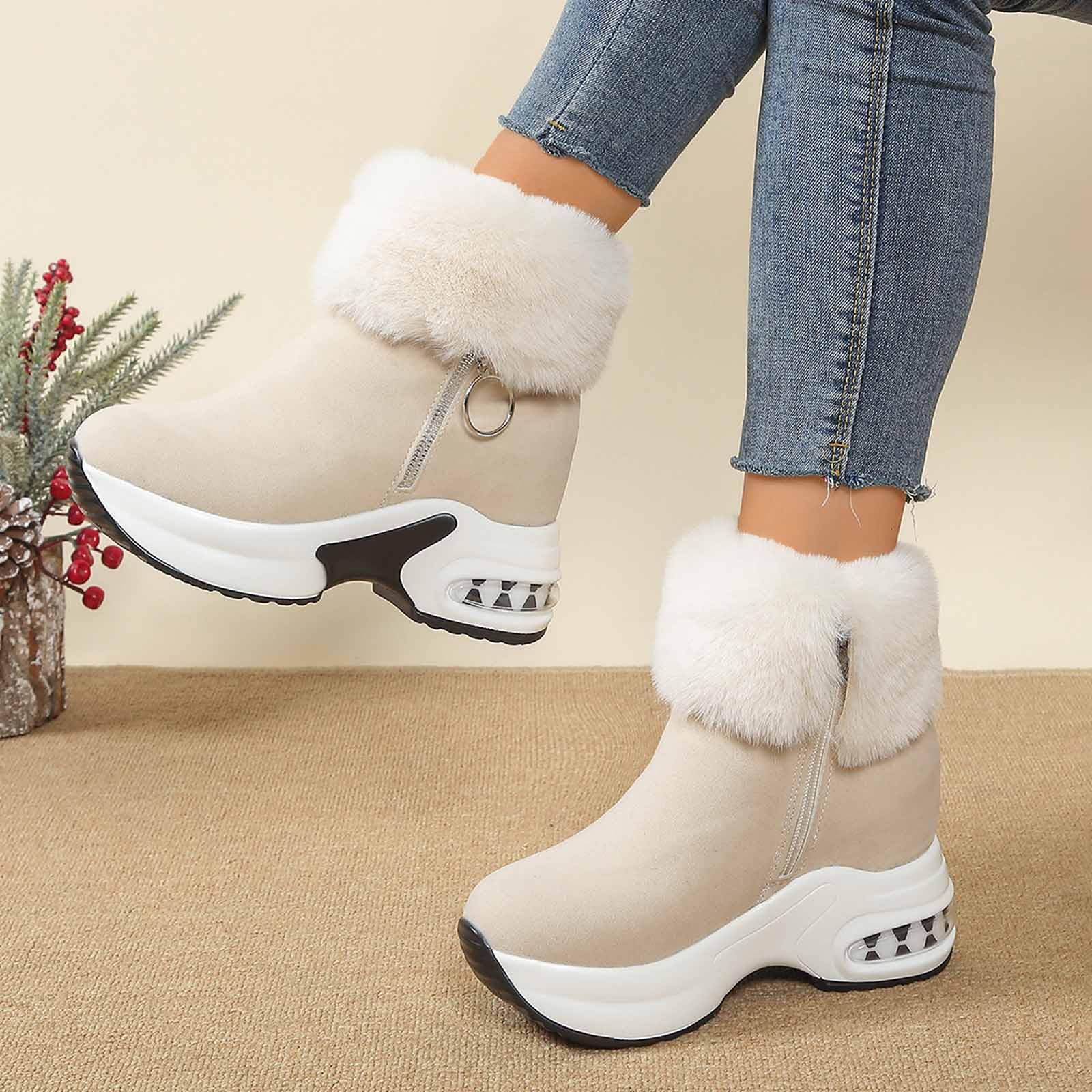 Generico Stivali Da Neve Donna Impermeabili Antivento Doposci Antiscivolo Stivaletti Imbottiti Scarpe Da Neve Con Fodera Dopo Sci Termiche Scarponi Per All'Acqua Trekkin Invernali