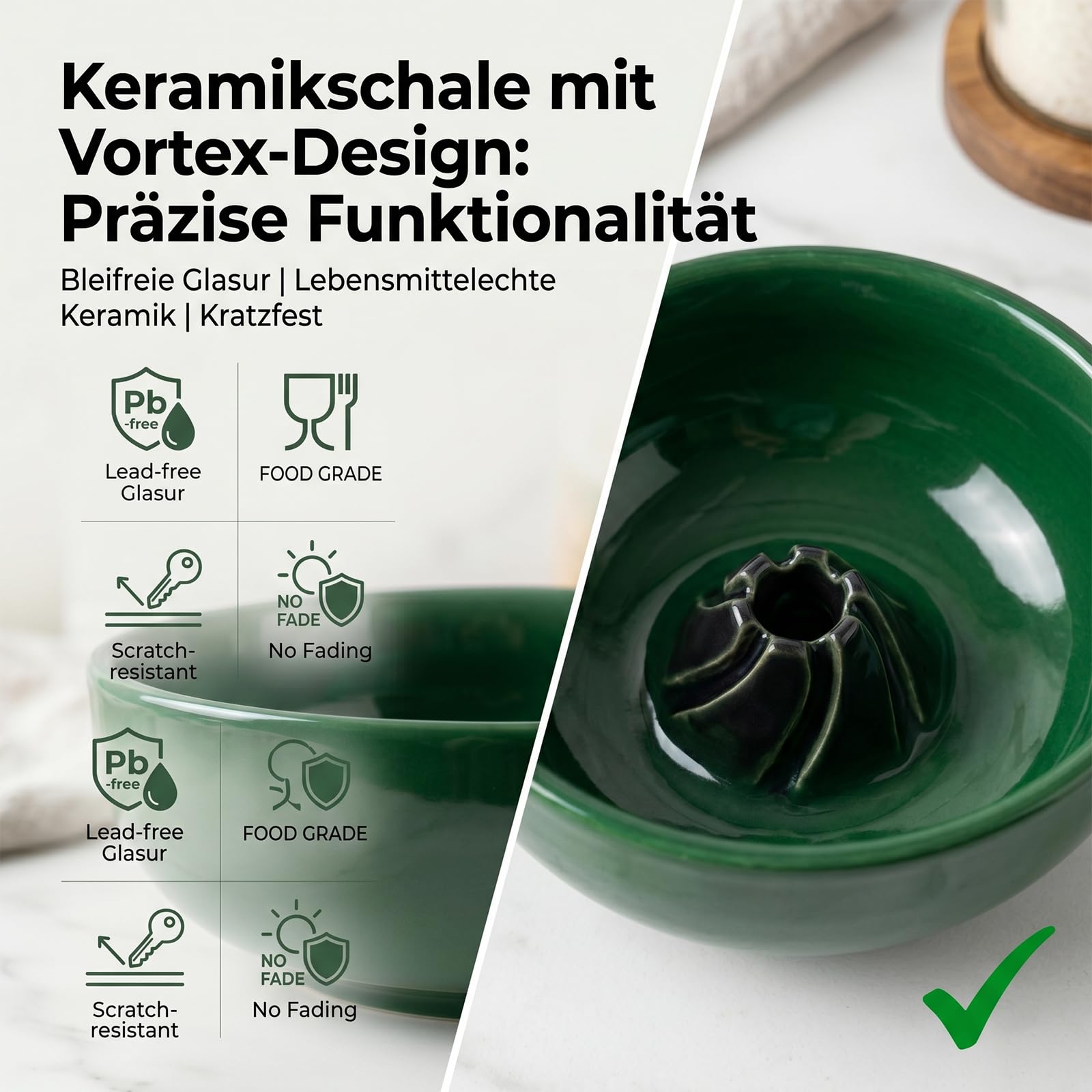 Beeren WaschschüSsel Keramik, SpüLmaschinenfest, Leicht & Praktisch für Küche, Camping mit Fruchtgabel ，A – Dunkelblau