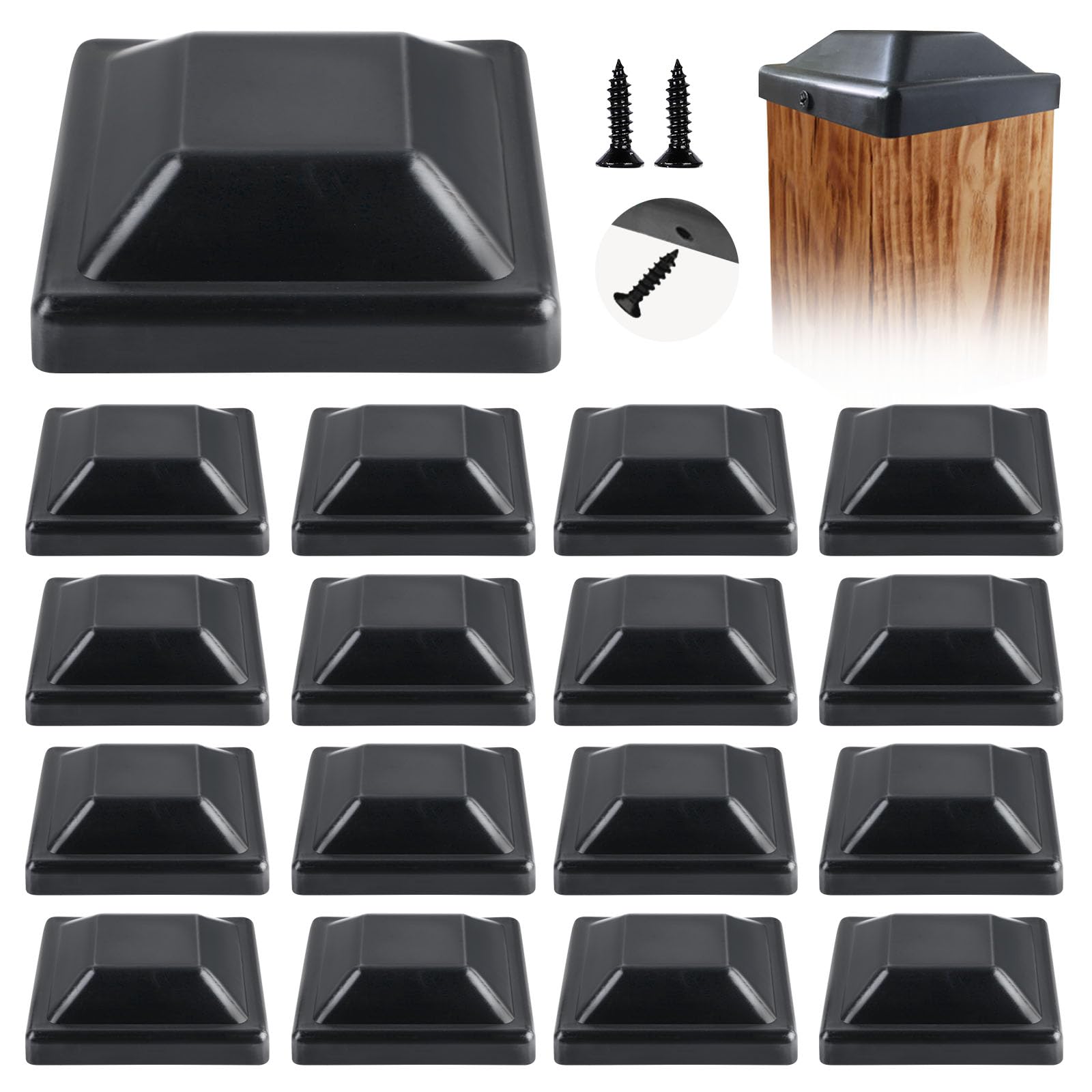 6 Tappi Per Pali Di Recinzione 9x9 Cm - Coperture Protettive In Plastica Con Viti Per Pali In Legno - Foto 8