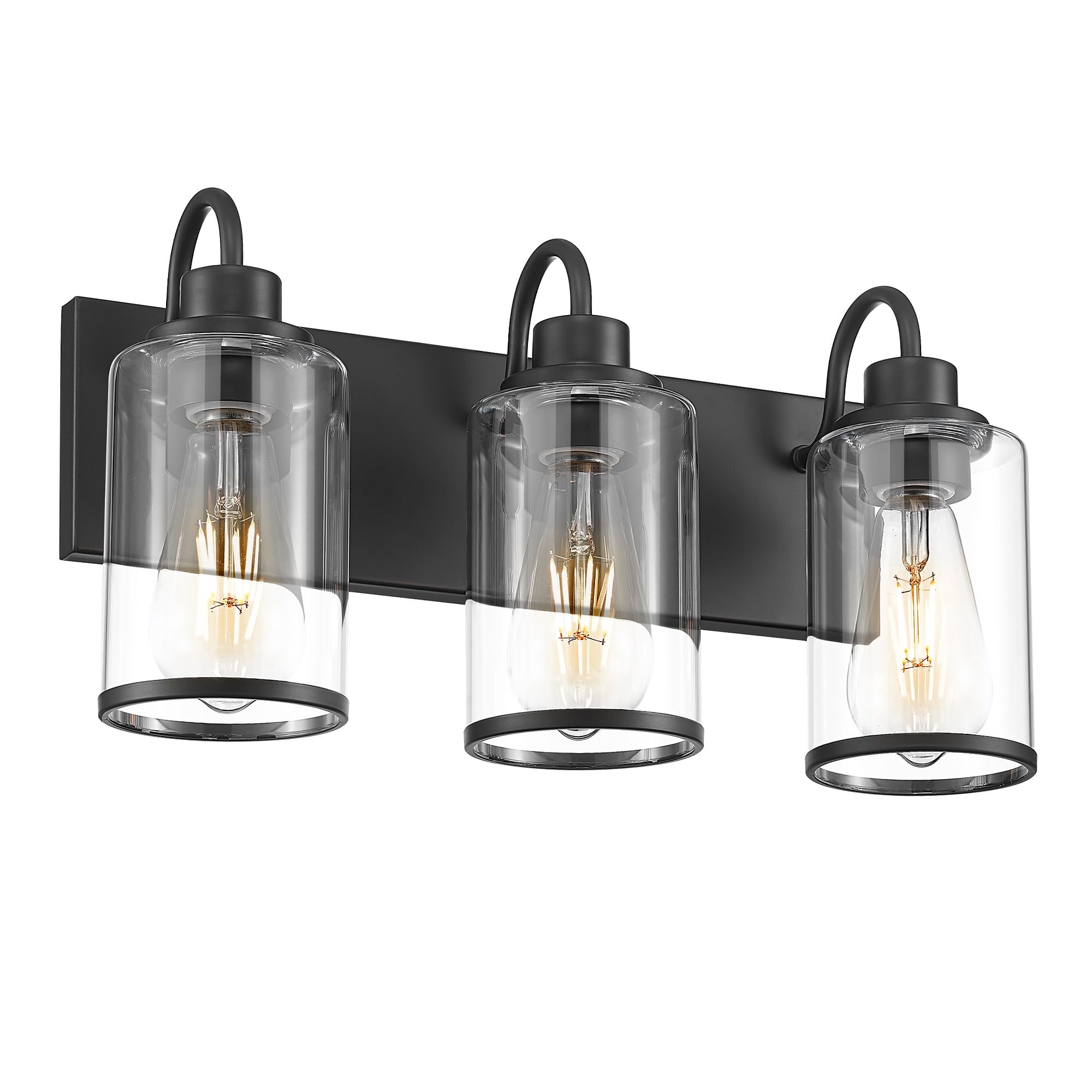 Beionxii 3 Light Matte Black Bathroom Light Fixtures, Vanity Light Fixtures