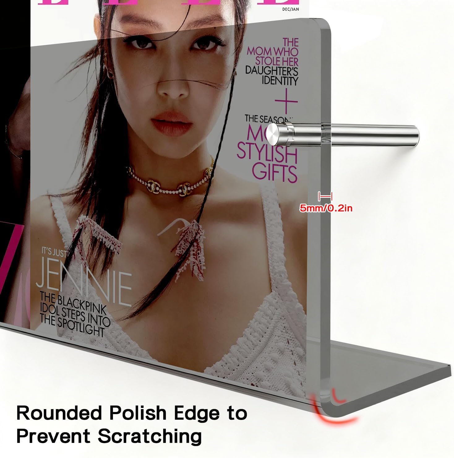 2-Pack 24 Inch Black Acrylic Magazine Holder, Sleek Wall Mounted Brochure Rack & Floating Bookshelf, Modern Stylish Magazine Display for Office, Waiting Room, Living Room, Fashion Home Decor