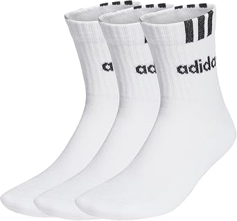 adidas Unisex Adult 3-Stripes Linear Half-Crew Cushioned Socks 3 Pairs