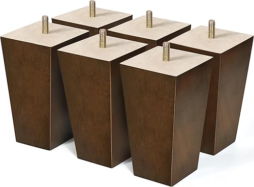 Miniatura 18 de AORYVIC Juego de 6 patas de madera para muebles de 4 pulgadas, patas cuadradas para sofá, patas de repuesto modernas de mediados de siglo para