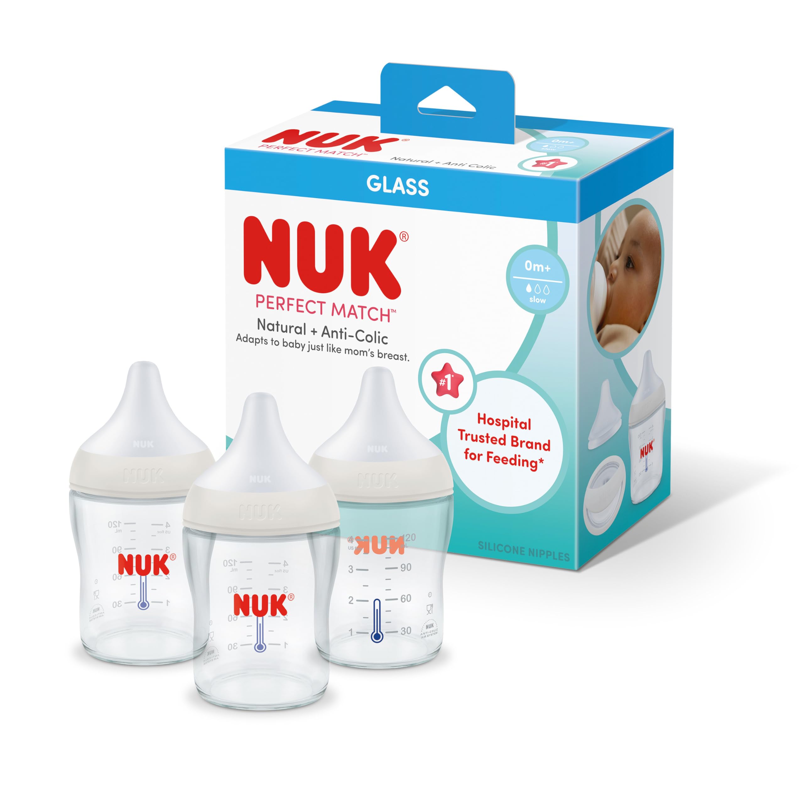 NUK Perfect Match Glass 4oz 3-Pack
