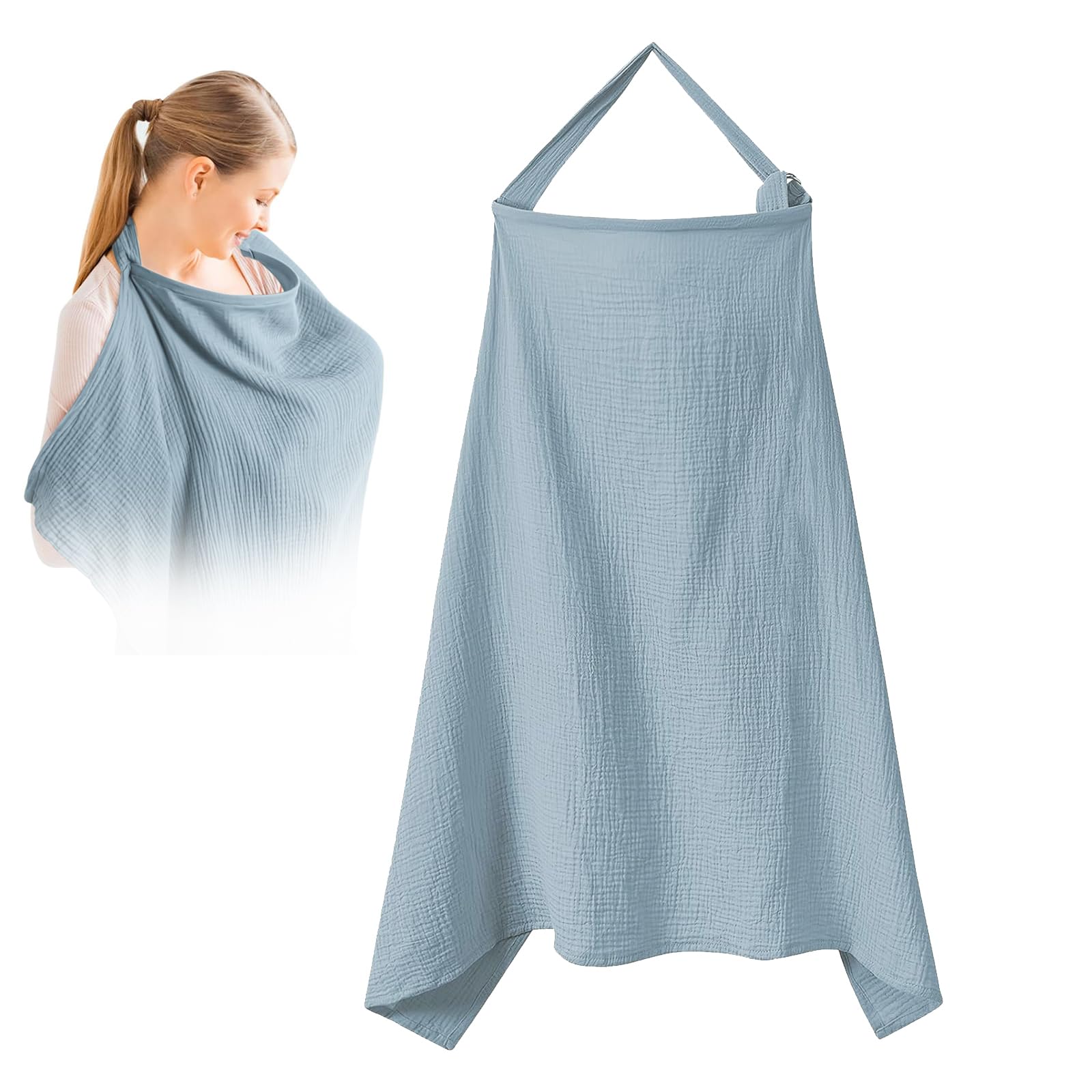 Nursing Cover, Nursing Cover for On the Go, Soft and Breathable Nursing Scarf, Nursing Cover, Nursing Cover, Nursing Cover, Nursing Cover for On the Go (Blue)