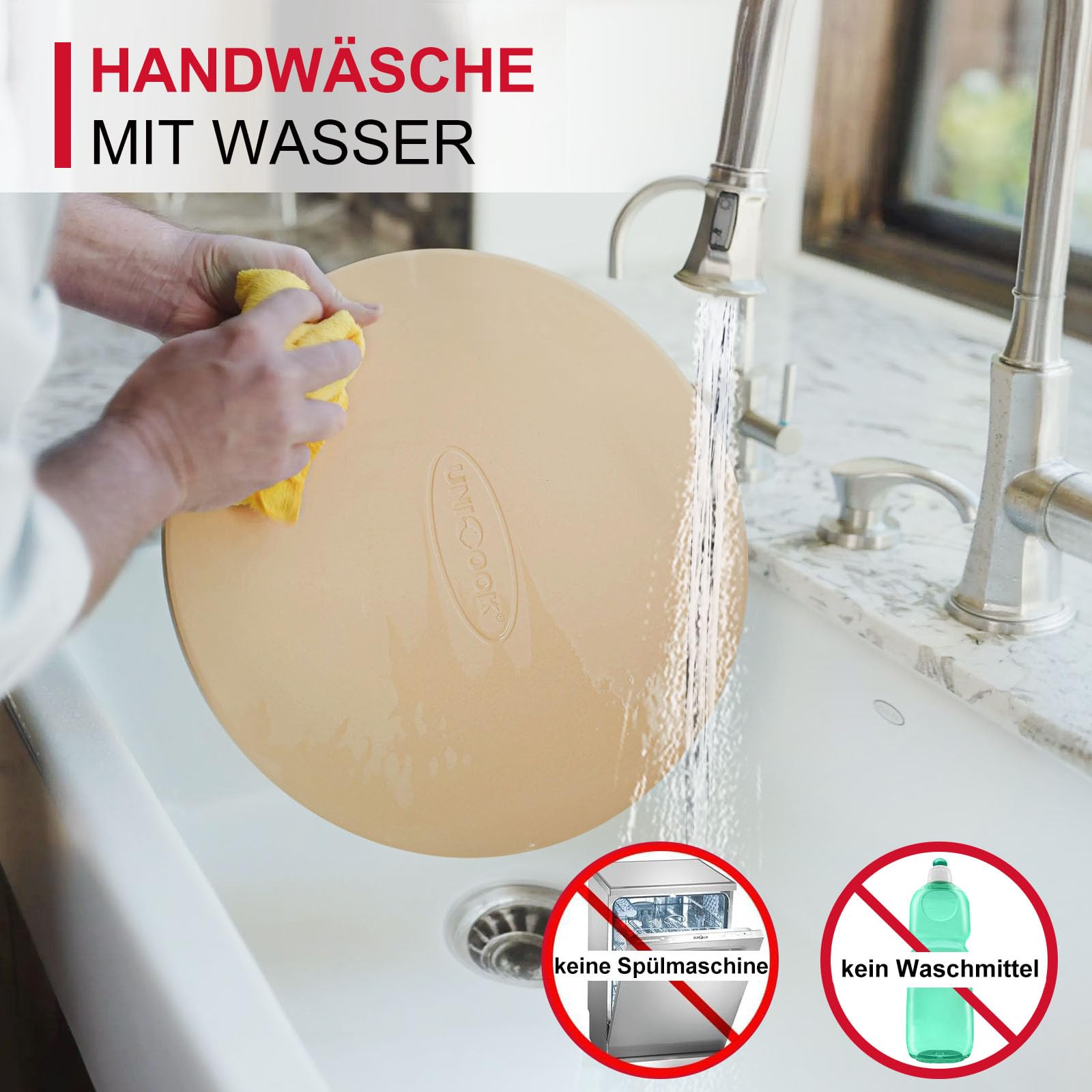 Unicook Rund Pizzastein Brotbackstein für Backofen 33 cm - Pizzastein für Gasgrill, Pizza Backstein für Brot Keksen, Pizzapfanne aus Cordierit