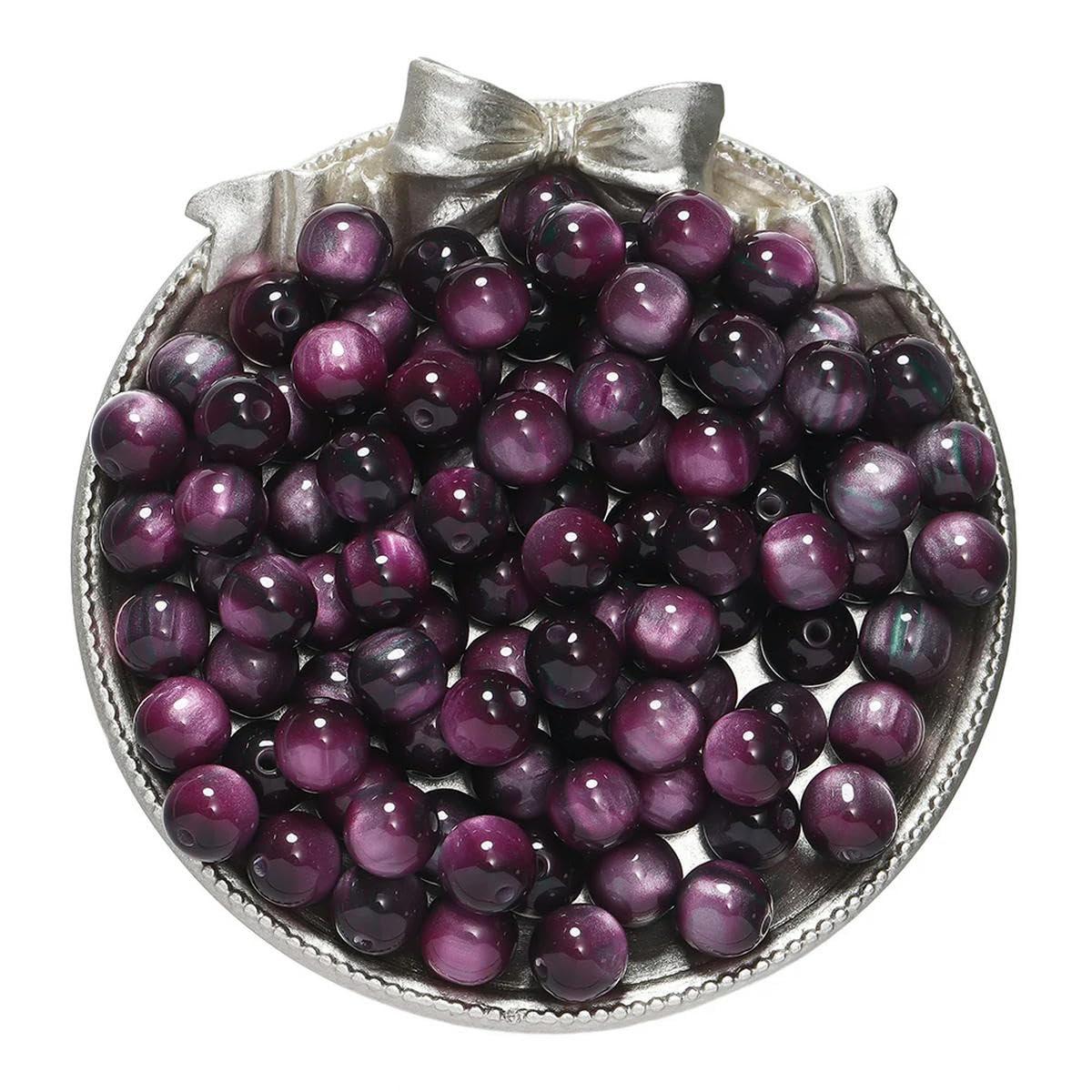 HUIOYG 20-50pcs Glitter Round Resin Bead Beads for DIY Necklace Bracelet Jewelry