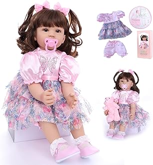 SYP Reborn Dolls Girl 60cm Soft Silicone Vinyl Reborn Baby Dolls That Look Real Soft Bodied Handmade Realistic Girl Toys Lifelike Reborn Toddler Dolls for Girls Birthday Giftdler Dolls