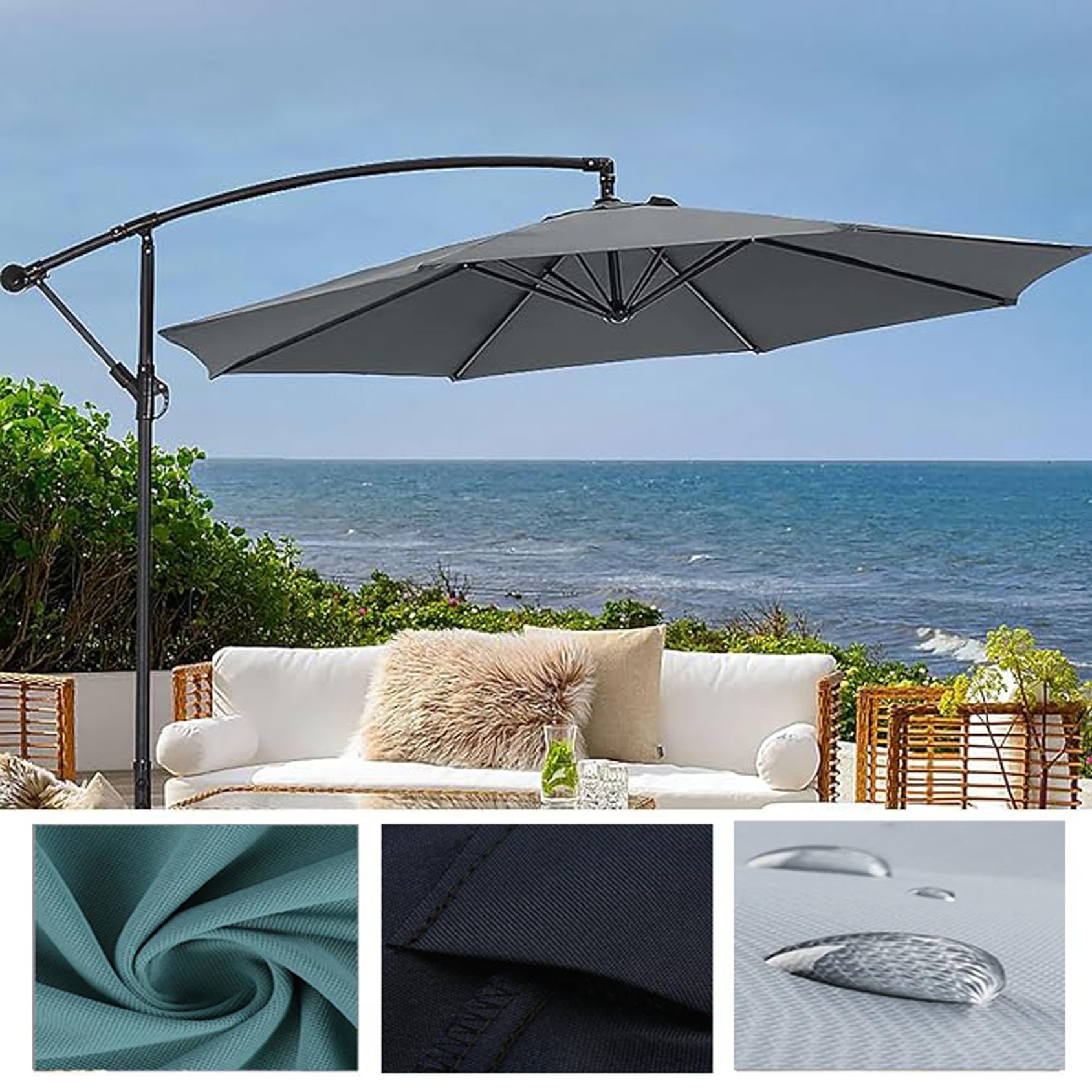 Telo Ombrellone Esterno, 6/8 Stecche, Antintemperie UV, Patio Giardino | Copertura durevole resistente a UV e acqua per patio, giardino e spiaggia.(Burgundy,3.5m/11.5ft8 Rib)
