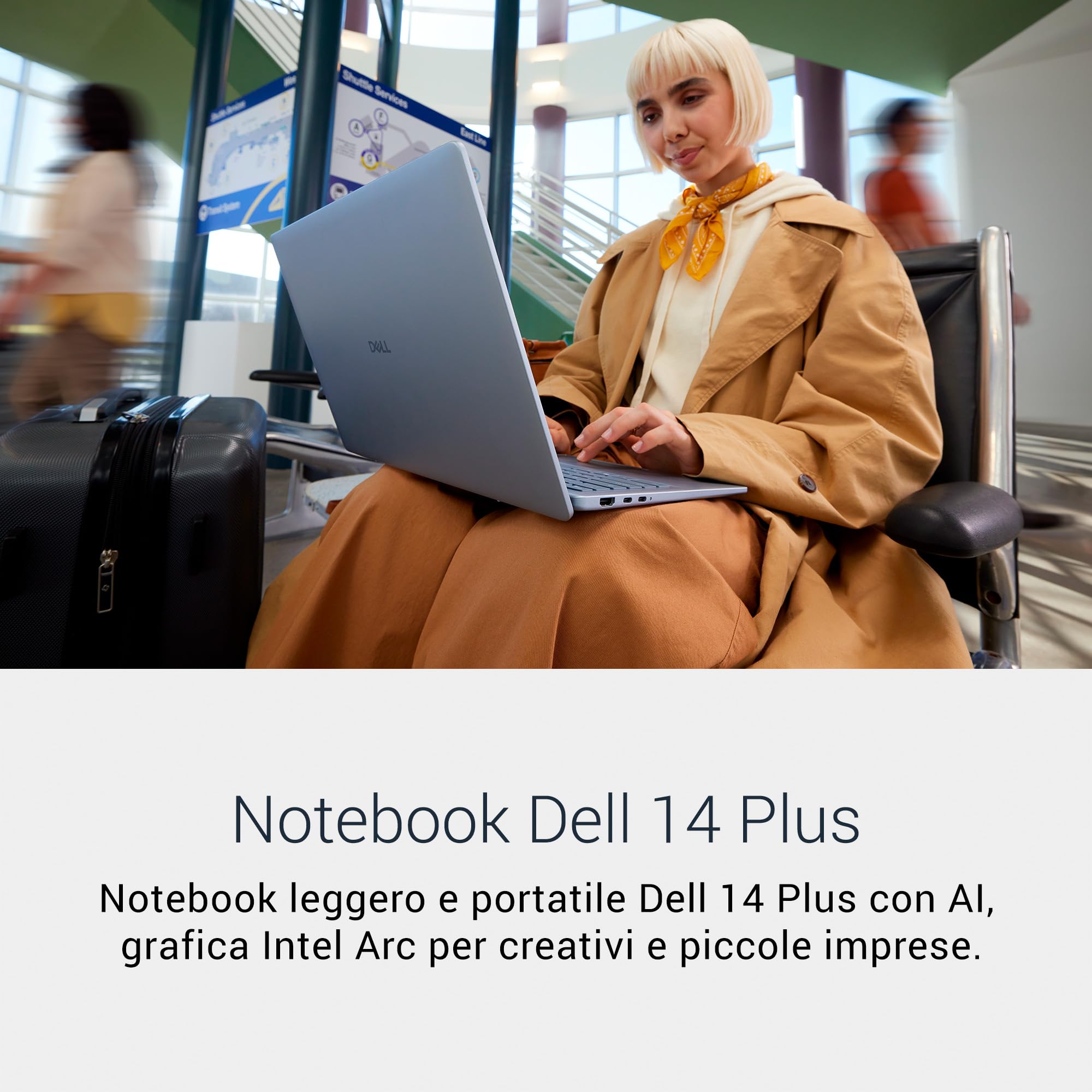 Dell 14 Plus Copilot+ PC DB14250 Notebook – 14" 2.5K 16:10 (2560x1600), Intel Core Ultra 7 Series 2, Intel Arc, 32 GB RAM, 1 TB SSD, Windows 11 Pro, Tastiera retroilluminata QWERTY, Ice Blue