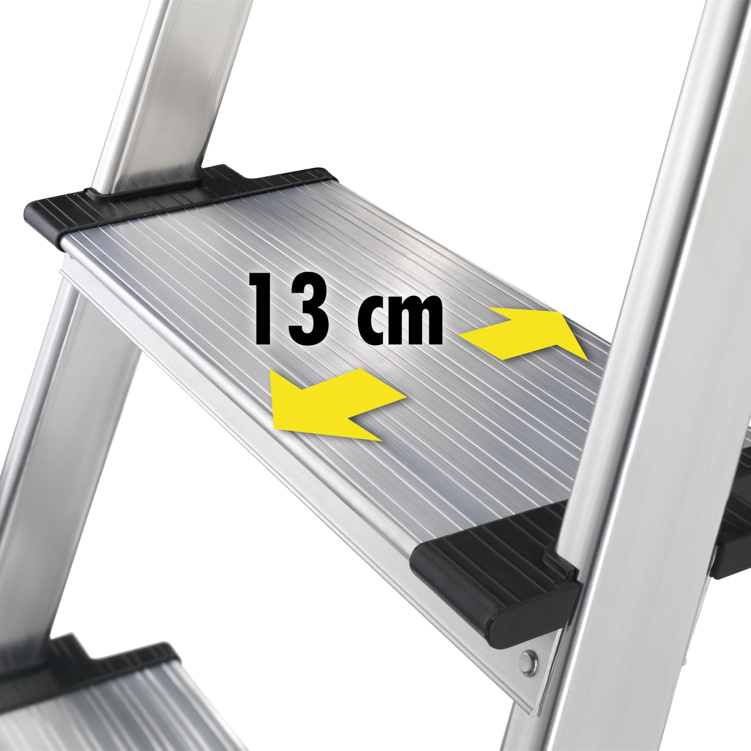Hailo XXL Scala in Alluminio, 5 Gradini, con Piattaforma, Domestica, Bianco e Rosso