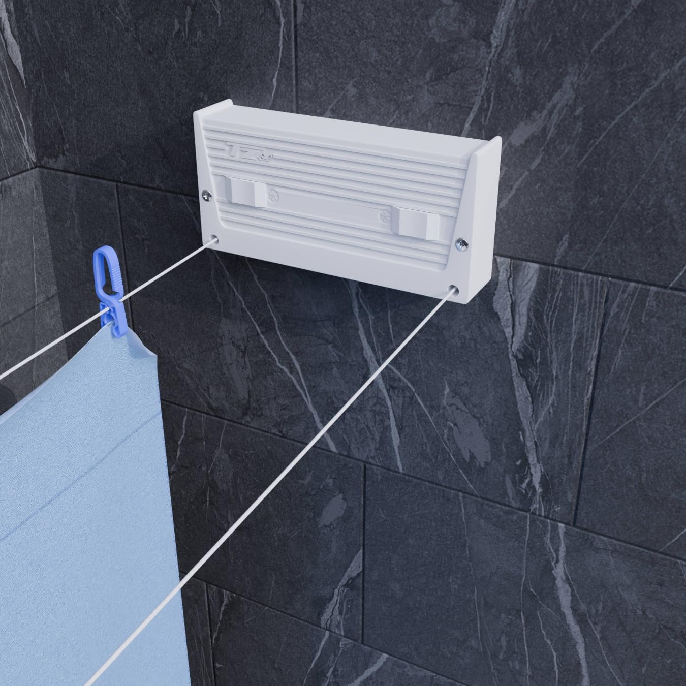 Cuncial TZ-S-2 | Tendedero Automático de Pared 2 Cuerdas | hasta 10 m de Tendido | Extensible 5 m por Cuerda | Blocaje Individual | Interior y Exterior | Compacto y Resistente | Fabricado en España