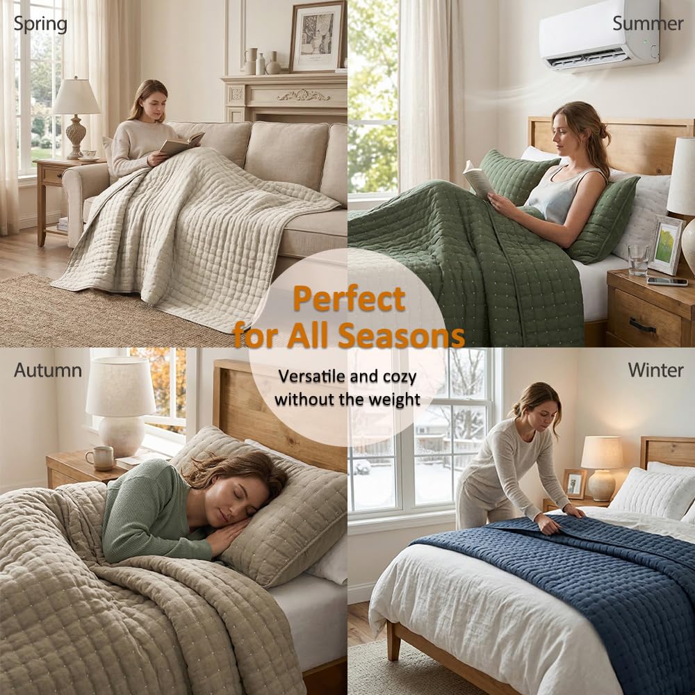 WDCOZY Set di biancheria da letto con trapunta blu California King Size con federe, copriletto oversize leggero e morbido, coperta trapuntata sottile, 3 pezzi, 299,7 x 269,2 cm