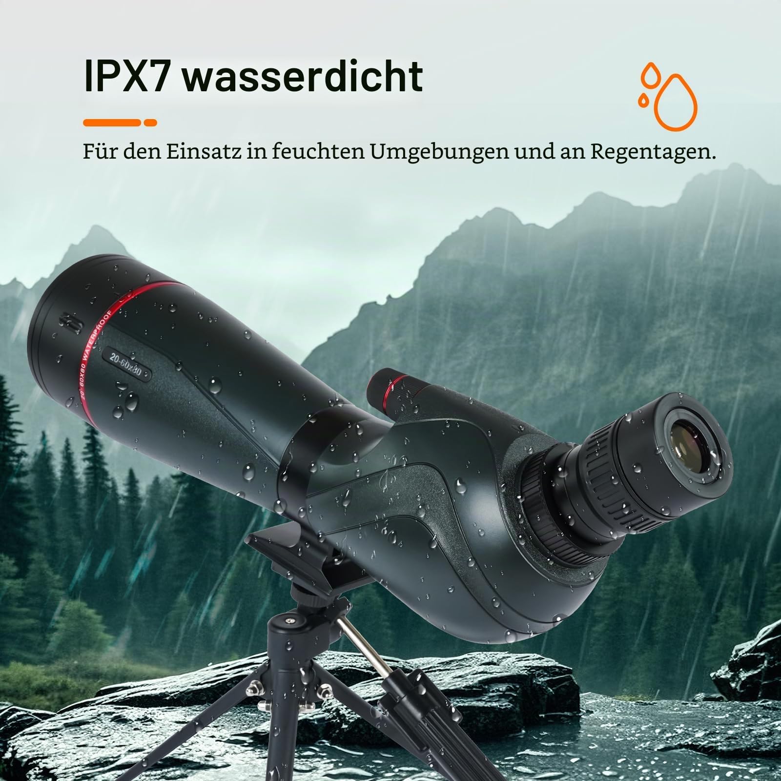 Svbony SV406 20–60x80 mm Spektiv, HD FMC BAK4 Porro Prism für Sportschützen mit Dual Focus, 1.25'' Abnehmbares Okular, IPX7 Wasserdicht mit Stativ Tragetasche für Vogelbeobachtung Wildtiere Scenery