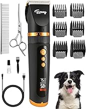 Toozey Tondeuses pour Chiens, Faible Bruit Haute Puissance sans Fil Outils de Toilettage pour Animaux de Compagnie, Professionnelle Tondeuse Chien Convient Petits et Grand Chiens, Noir