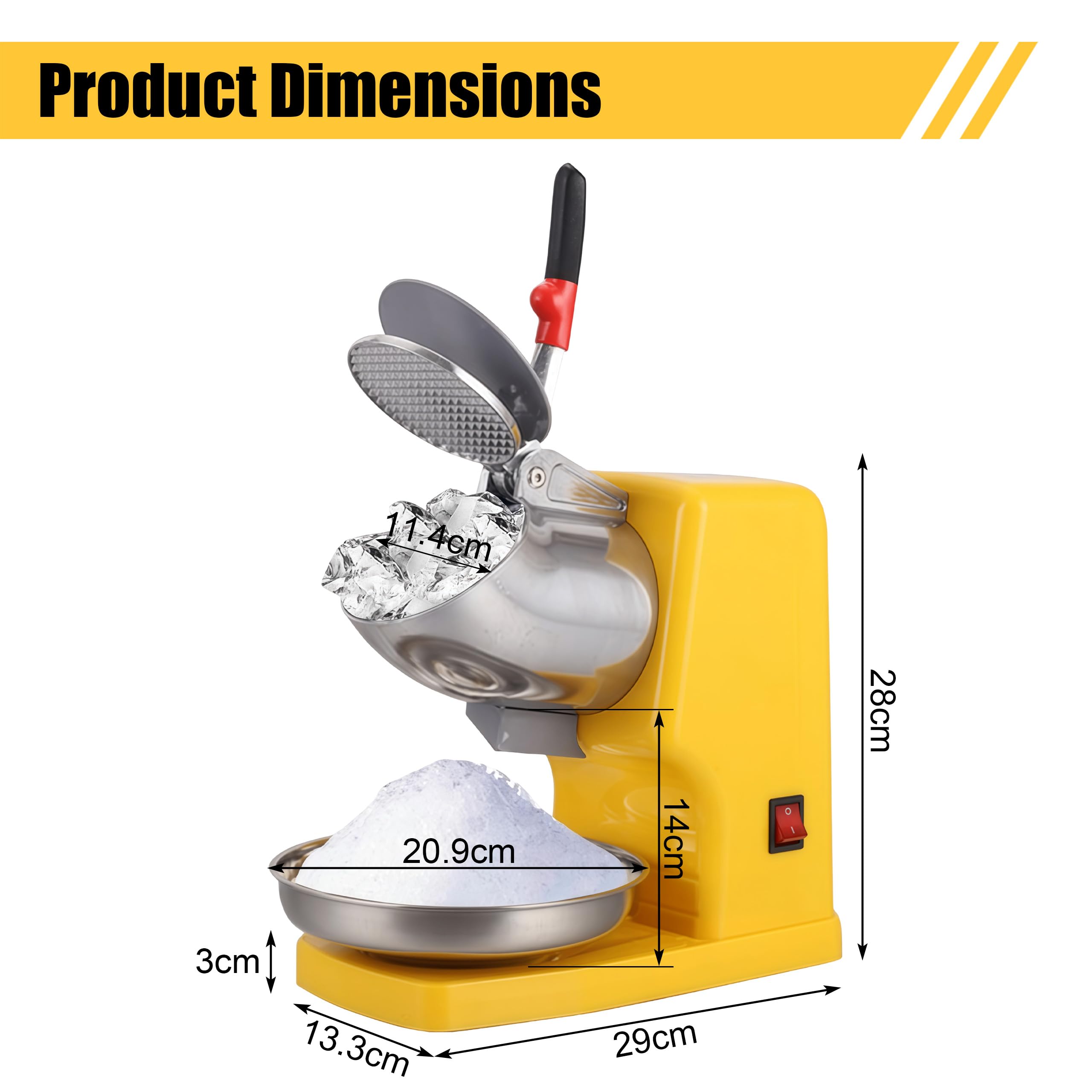 Tritaghiaccio Elettrico a 8 Lame 500 W 2200 giri/min Raspa per Ghiaccio 85 kg/h Crushed Ice Maker con Contenitore per Smoothie Bevande Fredde Tè al Latte e Miscelazione Bar