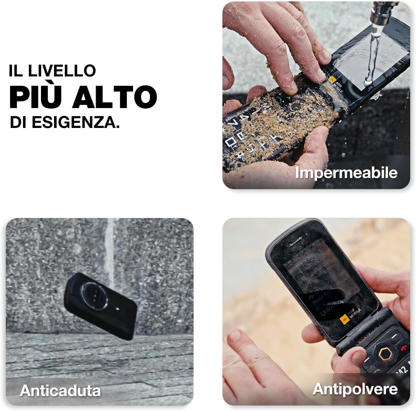Cellulare Flip 4G per Anziani, Volume Alto, Compatibile Apparecchi Acustici M3 T3, Grande Display, Tasti Grandi, Pulsante SOS, Batteria Lunga Durata, Impermeabile Antiurto Militare IP68, Dumb Phone