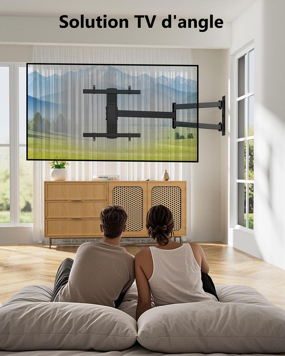 FORGING MOUNT Support Mural TV avec Bras Long de 943mm pour Écrans Plats/Incurvés de 26 à 65 Pouces jusqu'à 45 kg, Support TV Mural Articulé, Pivotant, Inclinable, Max VESA 400x400 mm