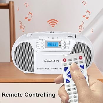 Amazon.com: 便攜式頂部載入DVD VCD CD Boombox 卡式錄音機,附FM